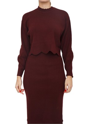 TWIN-SET Maglia cropped Twinset in misto viscosa bordeaux in DONNA