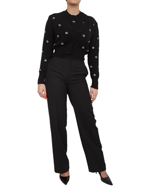 TWIN-SET Cardigan Twinset in misto angora nera con applicazioni strass in DONNA