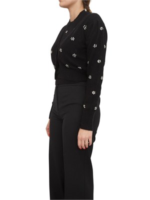 TWIN-SET Cardigan Twinset in misto angora nera con applicazioni strass in DONNA