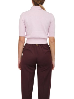 TWIN-SET Maglia polo cropped Twinset in misto angora lilla in DONNA