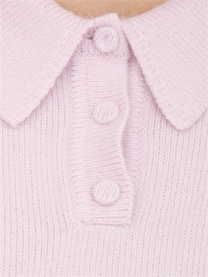 TWIN-SET Maglia polo cropped Twinset in misto angora lilla in DONNA