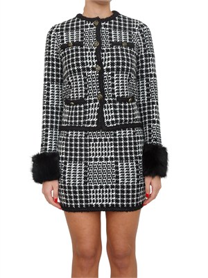 TWIN-SET Giacca maglia Twinset in misto viscosa pied de poule nera in DONNA