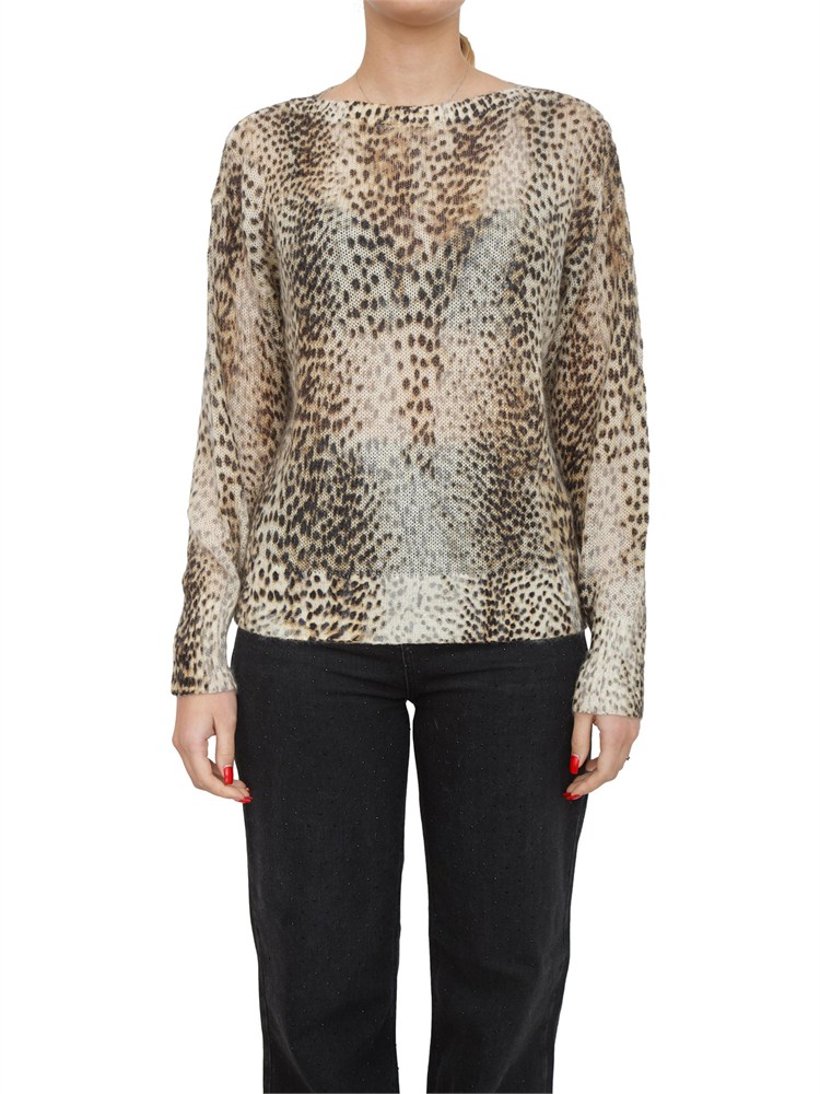 TWIN-SET Maglia Twinset in misto mohair stampa animalier