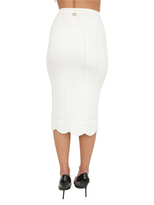 TWIN-SET Gonna Twinset in misto viscosa bianco panna in DONNA