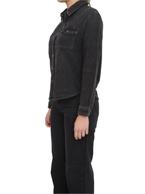 TWIN-SET Camicia nera Twinset in denim stretch con strass in DONNA