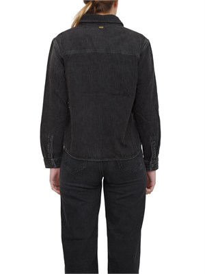 TWIN-SET Camicia nera Twinset in denim stretch con strass in DONNA