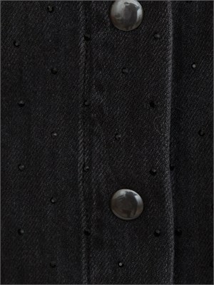 TWIN-SET Camicia nera Twinset in denim stretch con strass in DONNA