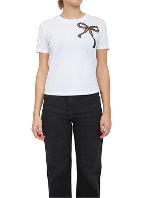 TWIN-SET T-shirt bianca Twinet in cotone con inserto in organza in DONNA