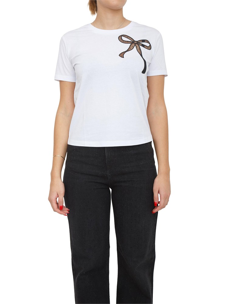 TWIN-SET T-shirt bianca Twinet in cotone con inserto in organza