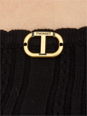 TWIN-SET Abito longuette Twinset in maglia di viscosa stretch nero in DONNA