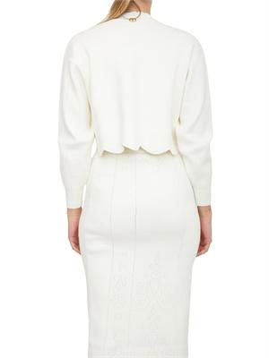 TWIN-SET Maglia cropped Twinset in misto viscosa bianco panna in DONNA