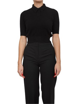 TWIN-SET Maglia polo cropped Twinset in misto angora nera in DONNA