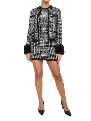 TWIN-SET Abito maglia Twinset in misto lana pied de poule nero in DONNA