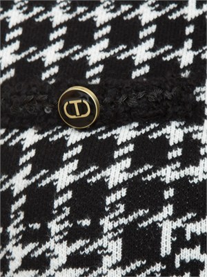 TWIN-SET Abito maglia Twinset in misto lana pied de poule nero in DONNA