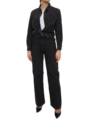 TWIN-SET Jeans nero Twinset in cotone stretch con strass in DONNA