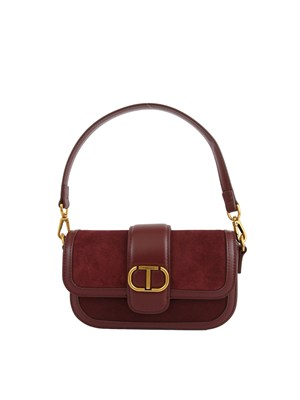 TWIN-SET Borsa a tracolla in suede Twinset bordeaux in DONNA