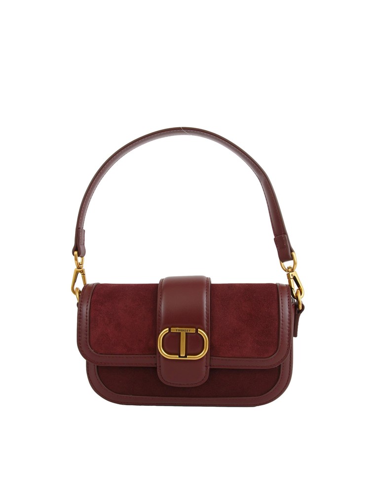 TWIN-SET Borsa a tracolla in suede Twinset bordeaux