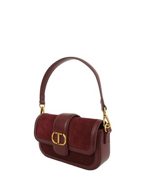 TWIN-SET Borsa a tracolla in suede Twinset bordeaux in DONNA