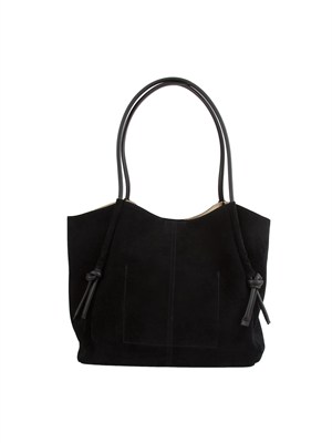 TWIN-SET Borsa shopper Twinset in suede con nodi nero in DONNA