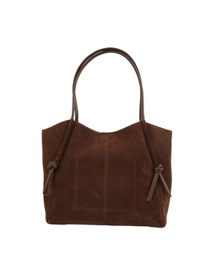 TWIN-SET Borsa shopper Twinset in suede con nodi marrone in DONNA
