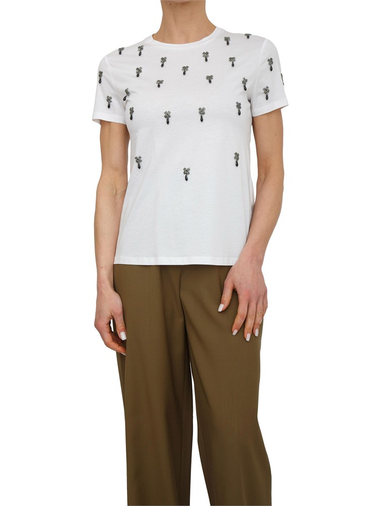 T-shirt Pontile Max Mara in cotone bianco cristalli