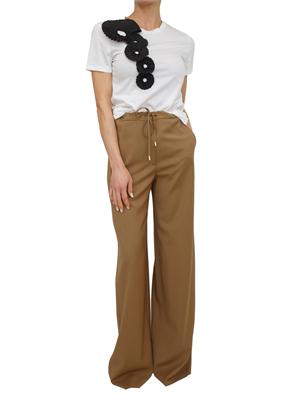 T-shirt Pontile Max Mara in cotone bianco con applicazione fiori neri in DONNA