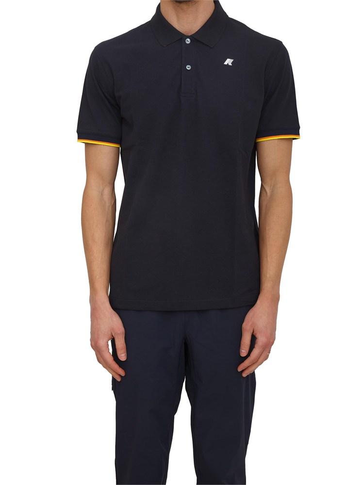 Polo uomo Vincent K-WAY in piquÉ di cotone blu