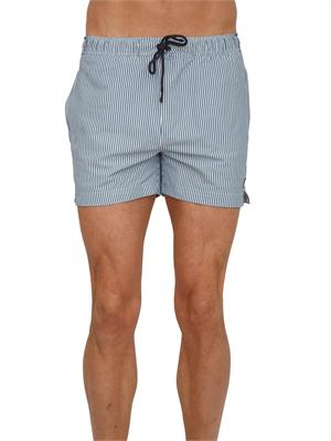 Costume da bagno boxer Hazel K-WAY in tessuto a righe bianco e celeste in UOMO