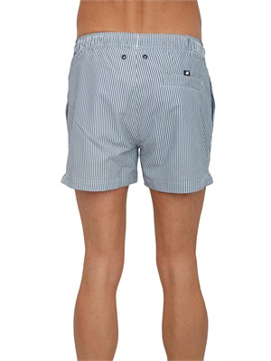 Costume da bagno boxer Hazel K-WAY in tessuto a righe bianco e celeste in UOMO