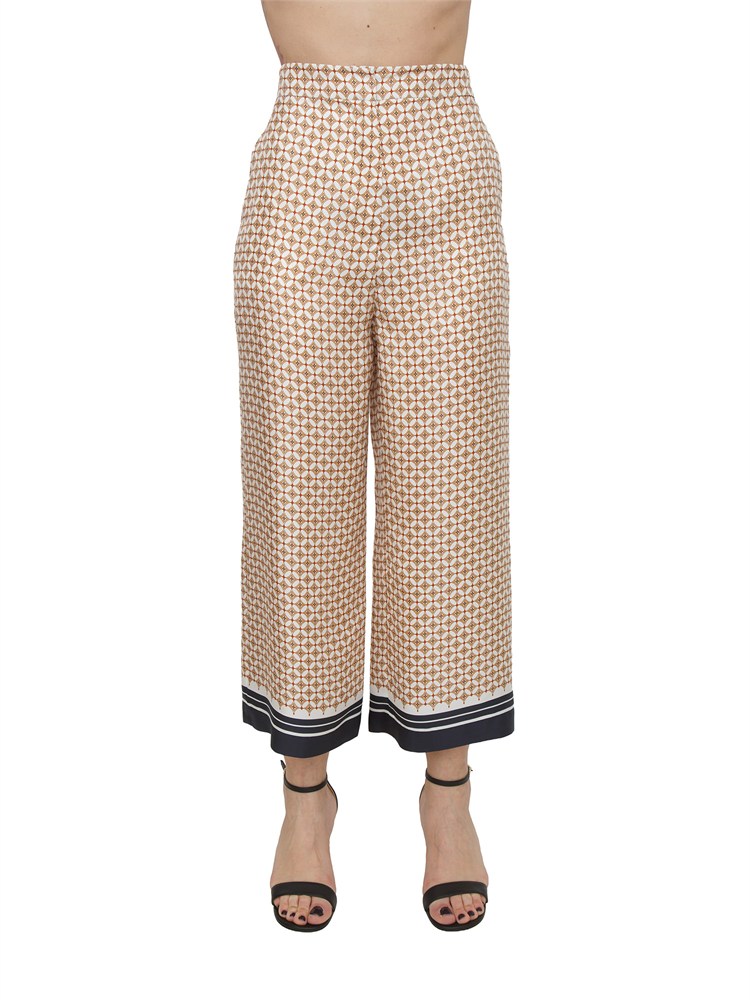Pantalone Ottelia Max Mara Studio in twill di seta bianca stampata