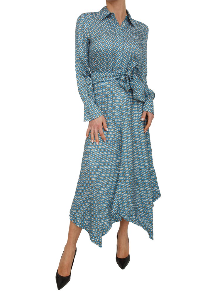 Abito lungo Iblacaici di iBlues in twill stampato azzurro a fantasia