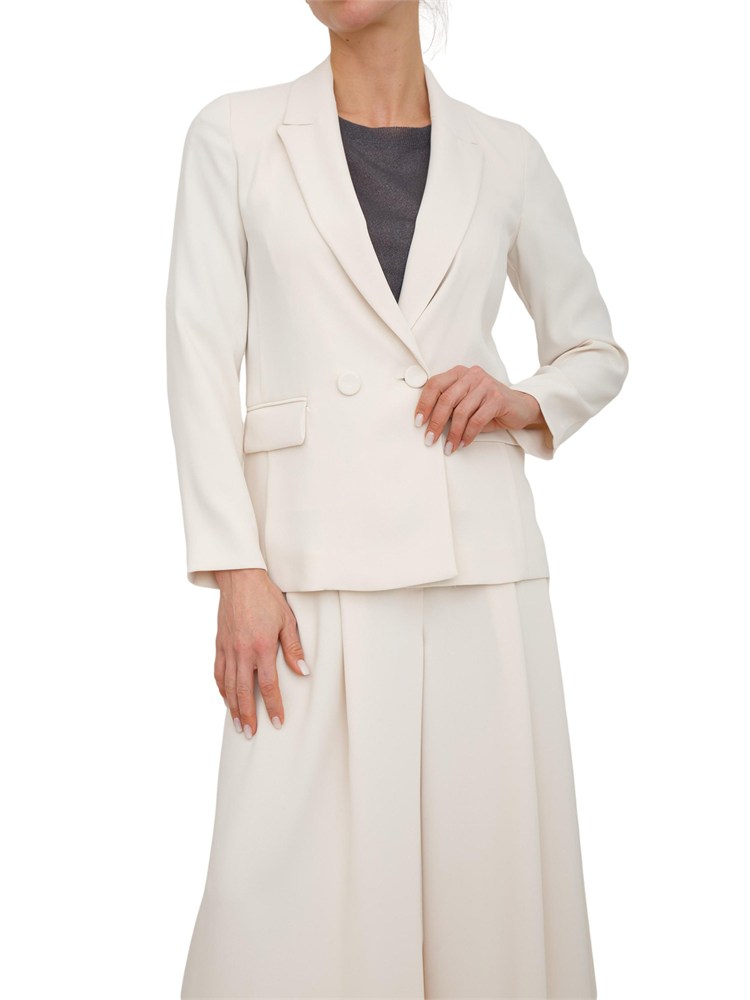 Giacca doppiopetto donna Iblzannata iBlues in crêpe avorio