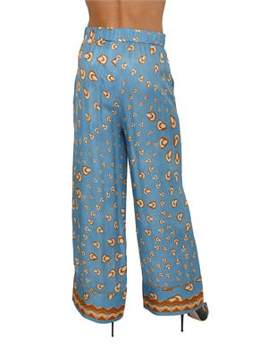 Pantaloni Iblortensia di iBlues in viscosa azzurra a fantasia in DONNA