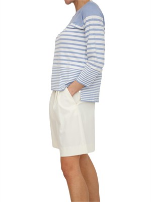 Maglia Emmghiglia Emme Marella in viscosa bianca e righe azzurre in DONNA