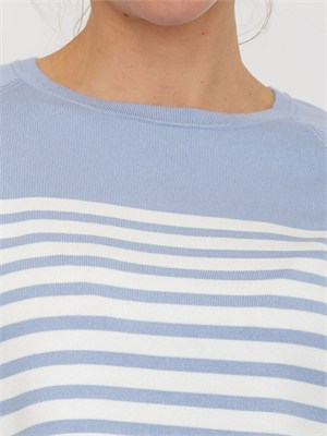 Maglia Emmghiglia Emme Marella in viscosa bianca e righe azzurre in DONNA