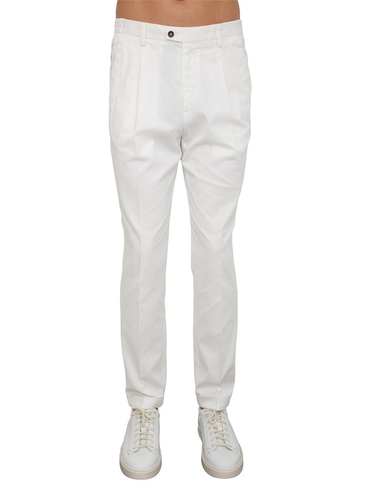 Pantaloni chino Aiace Galassi in tencel e cotone bianco