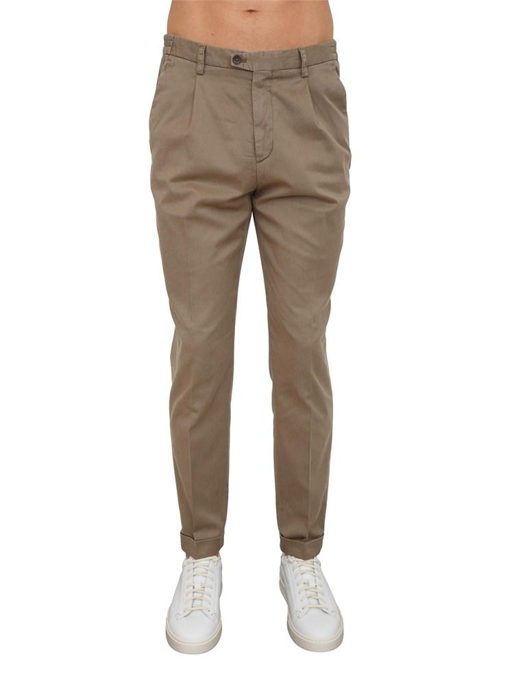Pantaloni chino Aiace Galassi in tencel e cotone taupe