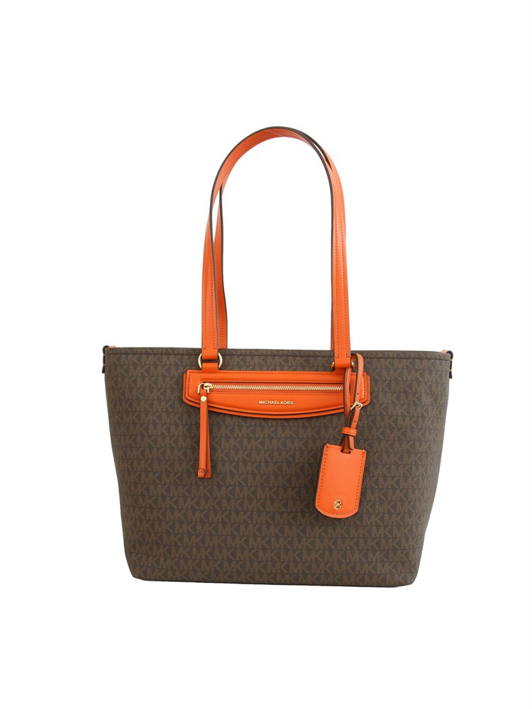 Borsa Jet Set Travel Michael Michael Kors in pelle marrone e corallo