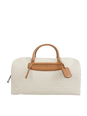 Borsone Jet Set Travel Michael Michael Kors in pelle panna in DONNA