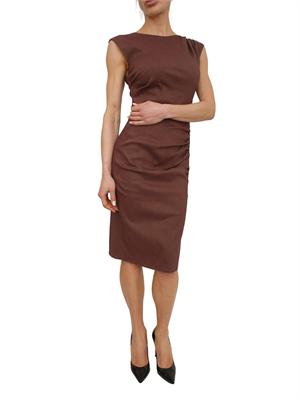 Abito longuette Alissa Pinko in misto lino e viscosa marrone in DONNA