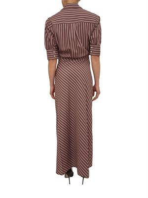 Abito Alexandra Pinko in popeline fluido marrone a righe in DONNA