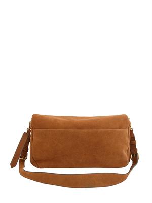 Borsa Love Bag Click Soft Horizontal Handle Pinko in suede marrone in DONNA