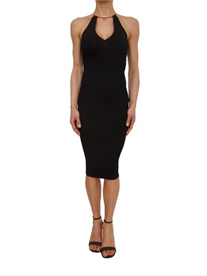 Abito nero in maglia Elisabetta Franchi collana dorata in DONNA