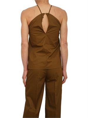 Top Fiandre Nenette in cotone satin verde con maxi fiore in DONNA