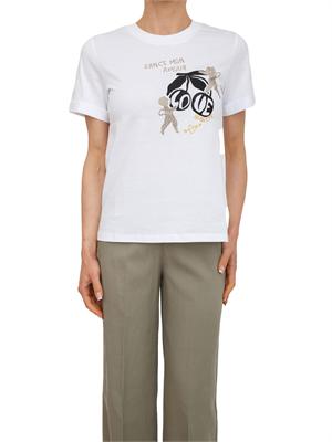 T-shirt Diuk Nenette in cotone bianco con applicazioni in DONNA