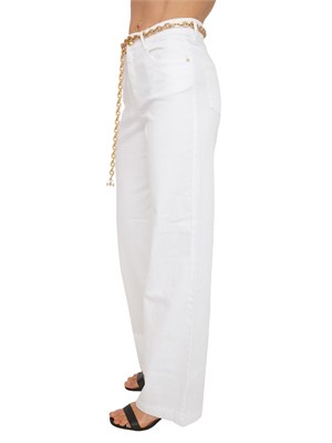 Jeans Stella Nenette in denim bianco e catena oro in DONNA