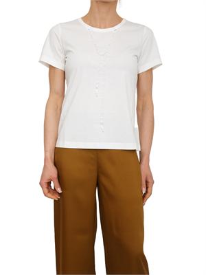 T-shirt Fersi Nenette in cotone avorio con catena a castoni in DONNA