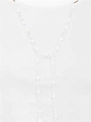 T-shirt Fersi Nenette in cotone avorio con catena a castoni in DONNA