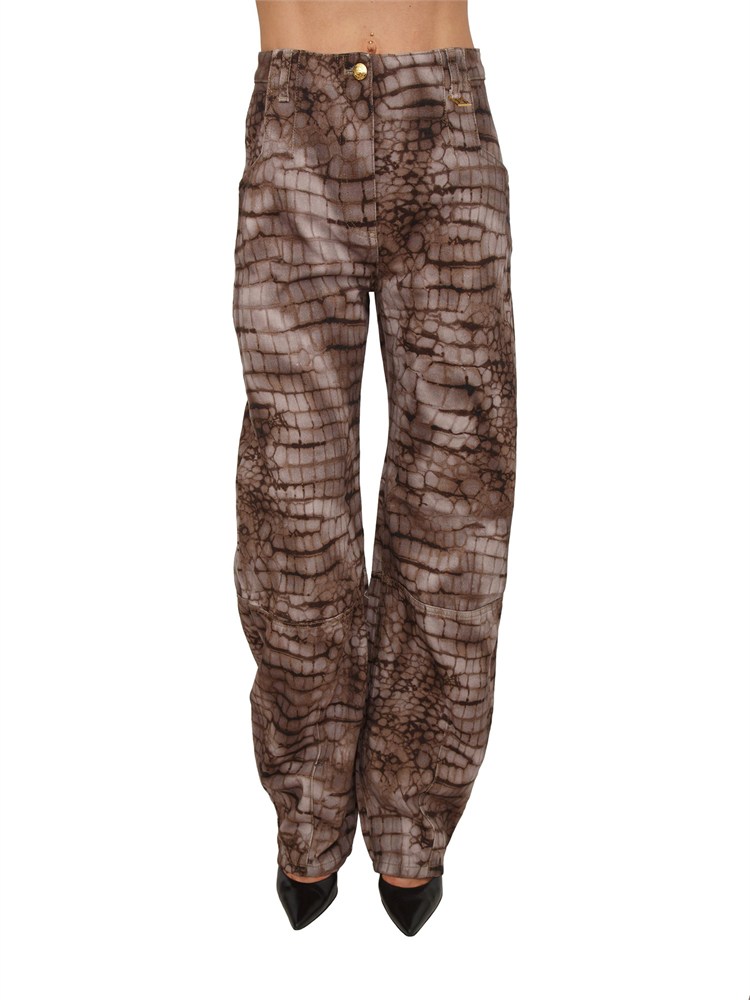 Jeans Elisabetta Franchi in drill di cotone stampa animalier