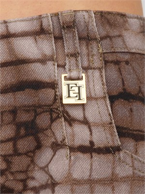 Jeans Elisabetta Franchi in drill di cotone stampa animalier in DONNA